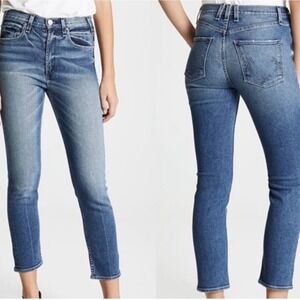 Anthropologie McGuire High Rise Straight Crop Jeans Medium Wash Denim 27" $248